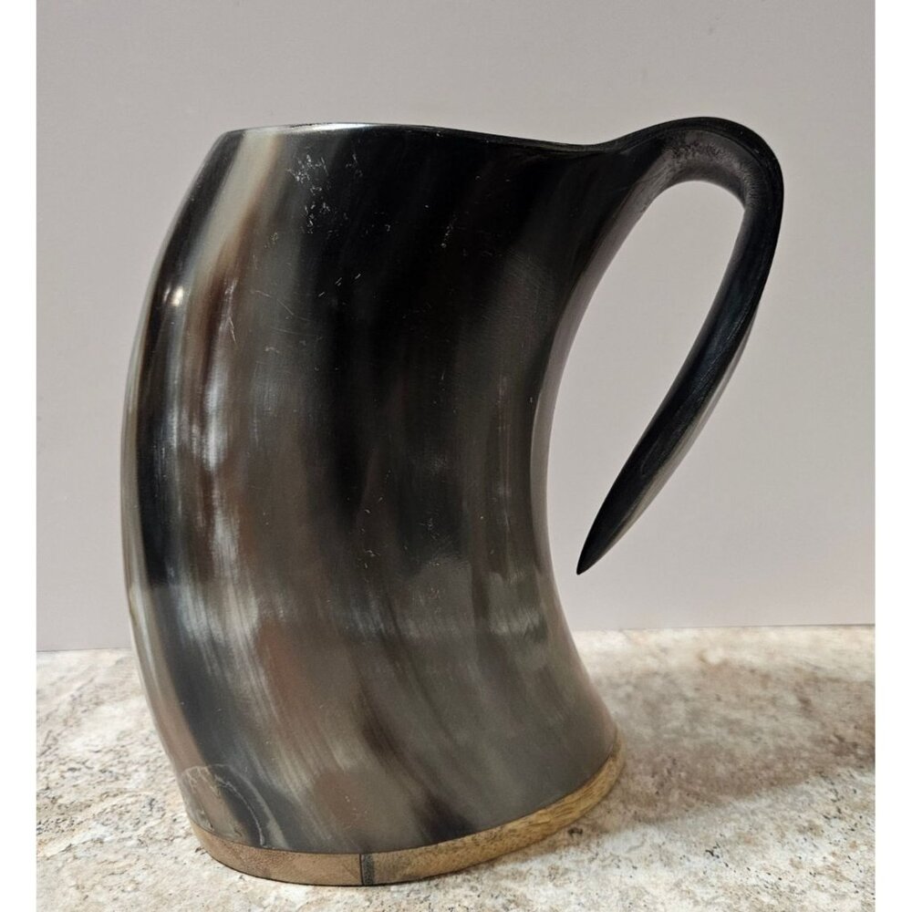 Handcrafted Natural Bovine / Ox horn Viking Style Tankard & Shot Glass Set